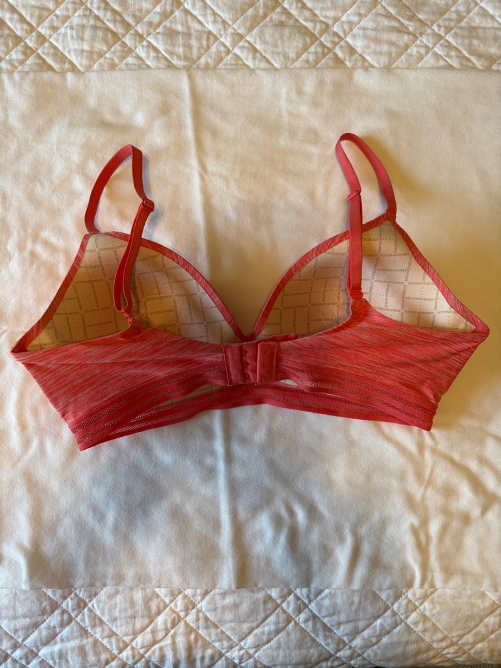 Victoria's Secret 34C Uplift Wireless T-Shirt Bra Coral Heather Orange Pink - Picture 2 of 6
